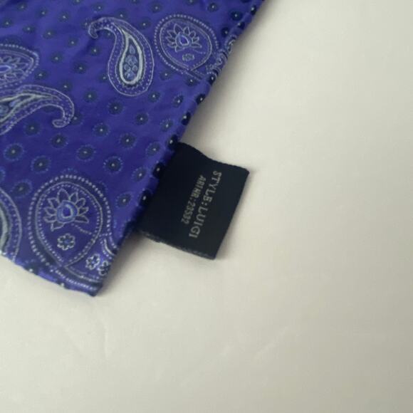 100% SIlk Pocket Squares Lot of 2 Paisley Blue/Purple Simone and Luigi 12.5" - Picture 3 of 8